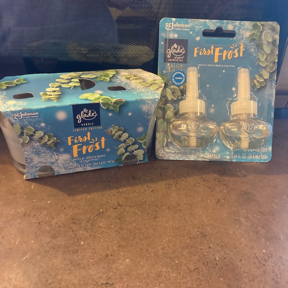 Glade First Frost Air Freshener Refill & Candle bundle
